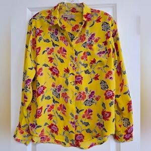 Philosophy Yellow Floral Long Sleeve Button Down Shirt Size X-small